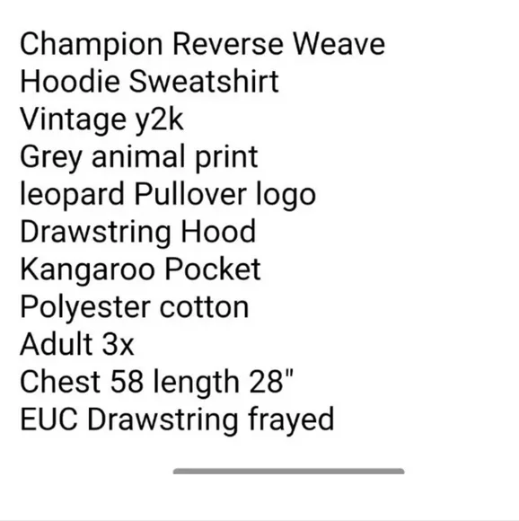 Champion Reverse Weave Hoodie Sweatshirt Adult 3X Animal Print Gray Leopard - Picture 10 of 12